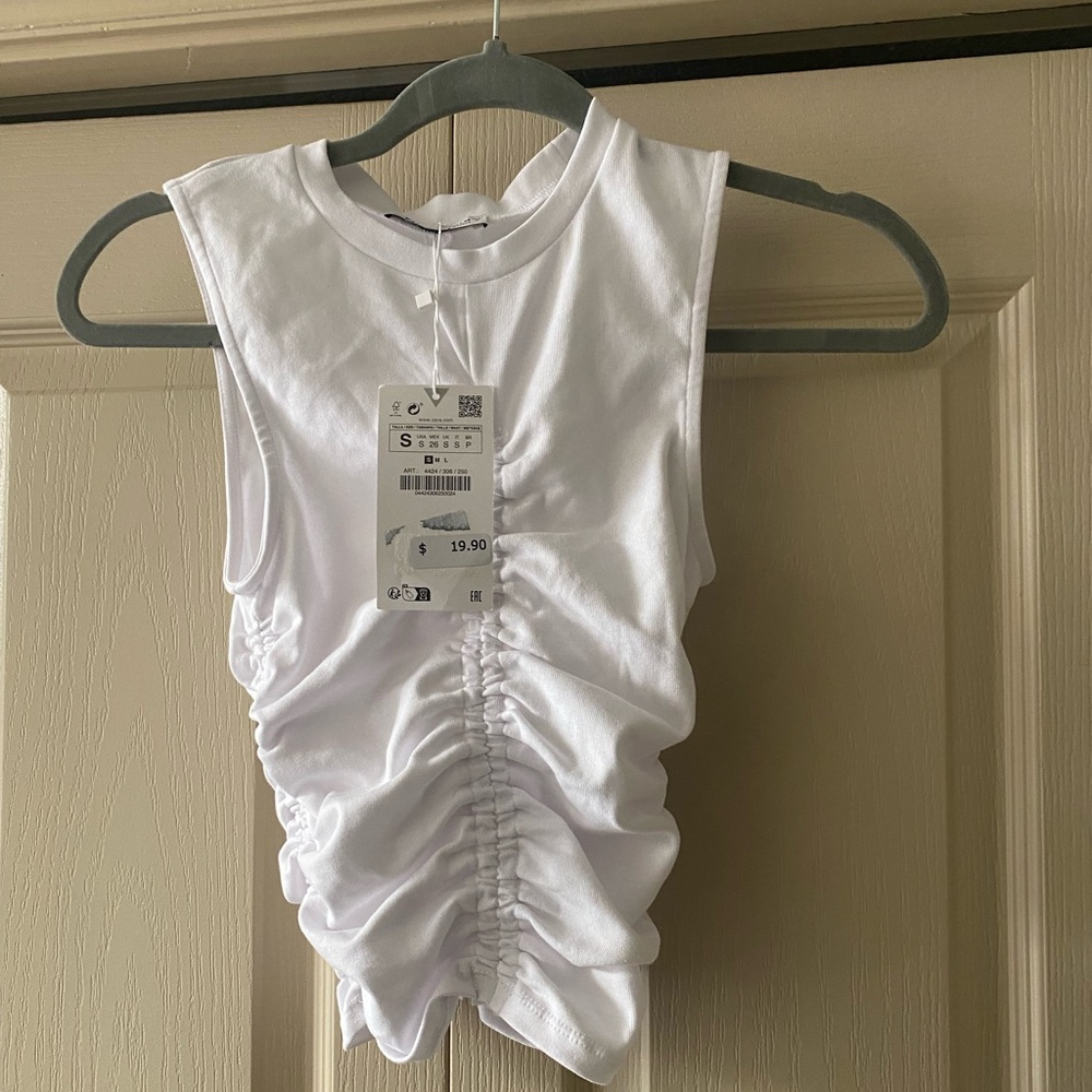 New Zara white gathered tank top!